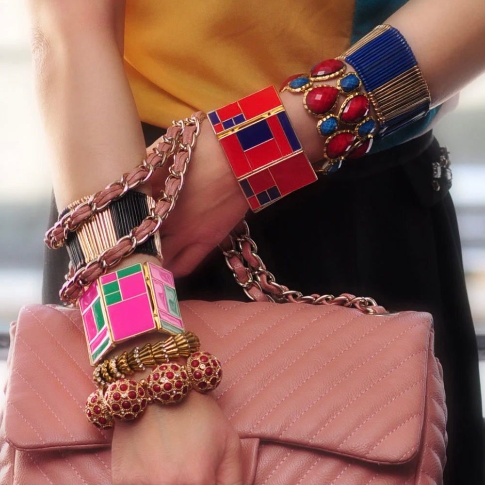 NWT Rare AMRITA SINGH Sylvana CHIC WATERFALL Bracelet in Evergreen and Gold - Picture 9 of 9